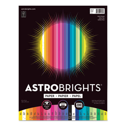 Color Paper - "spectrum" Assortment, 24 Lb Bond Weight, 8.5 X 11, 25 Assorted Spectrum Colors, 200/pack