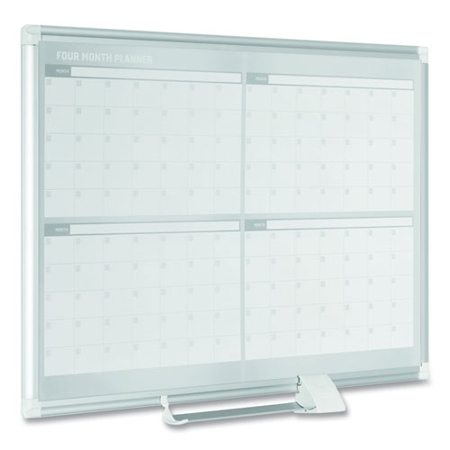 Magnetic Dry Erase Calendar Board, Four Month, 48 X 36, White Surface, Silver Aluminum Frame