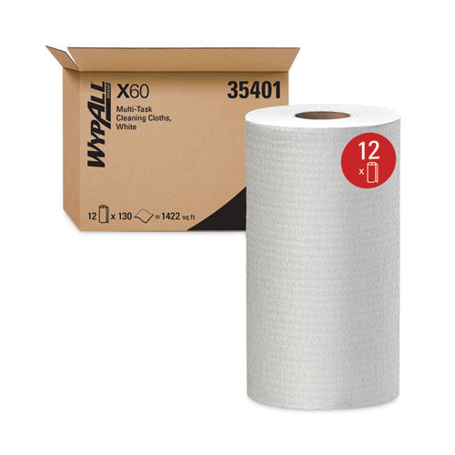 General Clean X60 Cloths, Small Roll, 9.8 X 13.4, White, 130/roll, 12 Rolls/carton