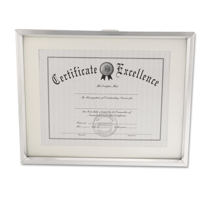 Plastic Document Frame With Mat, 11 X 14 And 8.5 X 11 Inserts, Metallic Silver