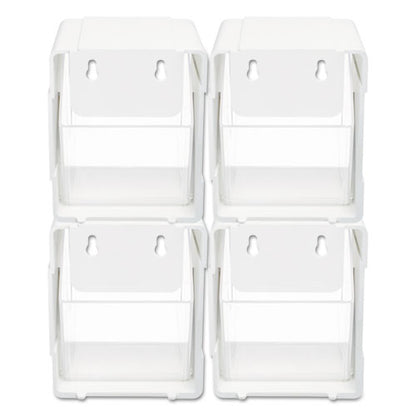 Tilt Bin Interlocking 4-bin Organizer, Plastic, 4.63 X 4.88 X 5.5, White/clear