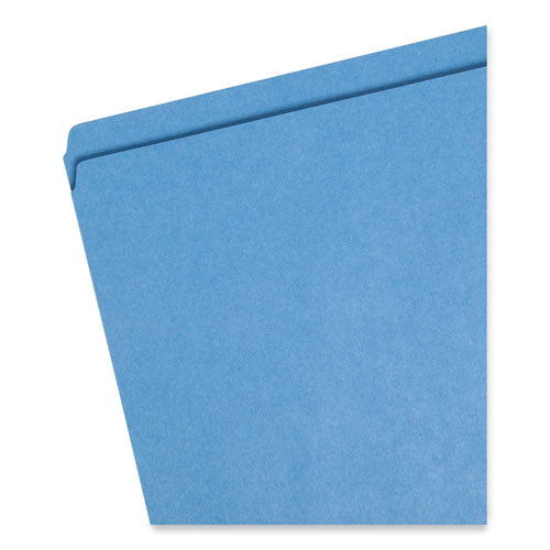 Reinforced Top Tab Colored File Folders, Straight Tabs, Letter Size, 0.75" Expansion, Blue, 100/box