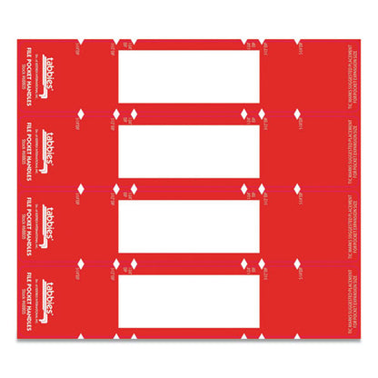 File Pocket Handles, 9.63 X 2, Red/white, 4/sheet, 12 Sheets/pack