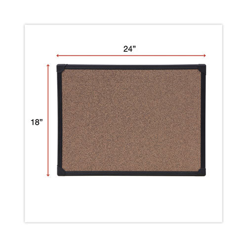 Tech Cork Board, 24 X 18, Brown Surface, Black Aluminum Frame