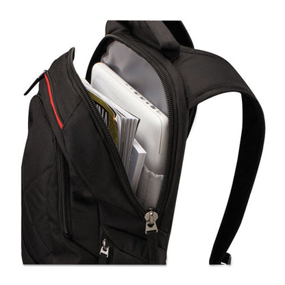 Diamond Backpack, Fits Devices Up To 14.1", Polyester, 6.3 X 13.4 X 17.3, Black