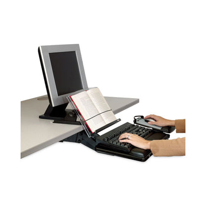 In-line Adjustable Desktop Copyholder,150 Sheet Capacity, Plastic, Black/clear