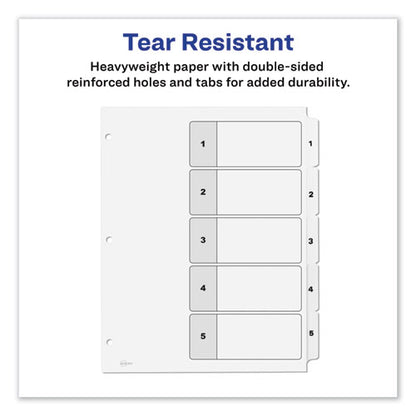 Customizable Toc Ready Index Black And White Dividers, 5-tab, 1 To 5, 11 X 8.5, 1 Set