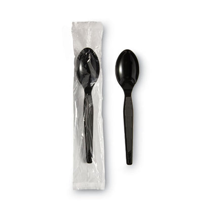 Individually Wrapped Heavyweight Teaspoons, Polystyrene, Black 1,000/carton