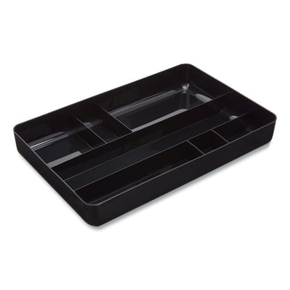 Deep Plastic Drawer Organizer, Seven Compartment, 9.13 X 14.13 X 2.04, Black