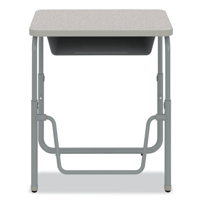 Alphabetter 2.0 Height-adjustable Student Desk With Pendulum Bar, 27.75" X 19.75" X 22" To 30", Pebble Gray