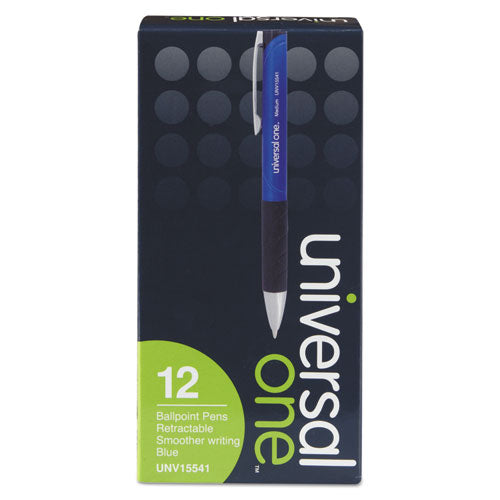 Comfort Grip Ballpoint Pen, Retractable, Medium 1 Mm, Blue Ink, Blue/black Barrel, Dozen