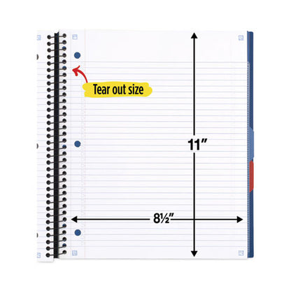 Advance Wirebound Notebook, Six Pockets, 3-subject, Medium/college Rule, Randomly Assorted Cover Color, (150) 11 X 8.5 Sheets