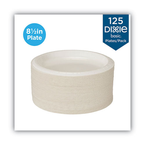 Paper Dinnerware, Plates, White, 8.5" Dia, 125/pack