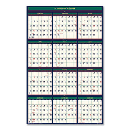 Four Season Erasable Business/academic Recycled Wall Calendar, 24 X 37, 12-month(july-june):2023-2024, 12-month(jan-dec):2024