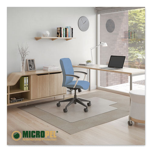 Antimicrobial Chair Mat, Medium Pile Carpet, 53 X 45, Lipped, Clear