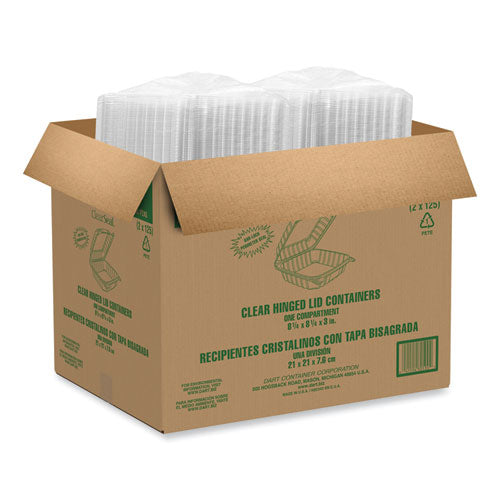 Clearseal Hinged-lid Plastic Containers, 8.22w X 3.02h, Clear, Plastic, 250/carton
