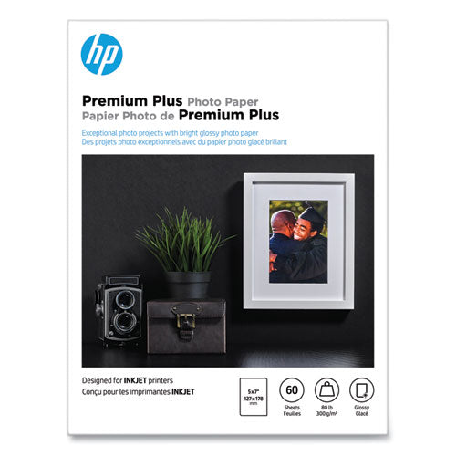 Premium Plus Photo Paper, 11.5 Mil, 5 X 7, Glossy White, 60/pack