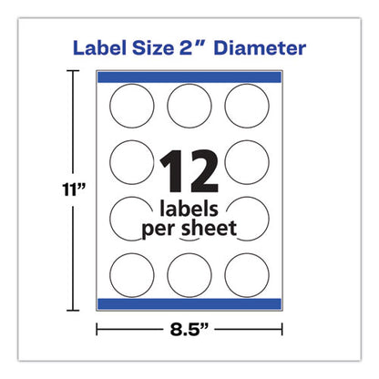 Round Print-to-the Edge Labels With Sure Feed And Easy Peel, 2" Dia, Glossy White, 120/pk