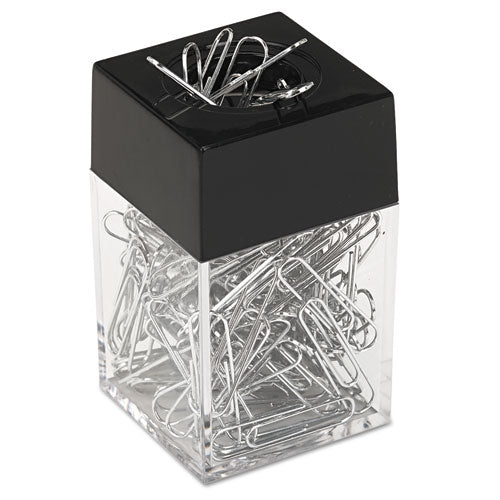 Paper Clips With (1) Magnetic-top Desktop Dispenser, #1, Smooth, Silver, 100 Clips/pack, 12 Packs/box