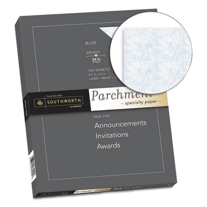 Parchment Specialty Paper, 24 Lb Bond Weight, 8.5 X 11, Blue, 100/pack
