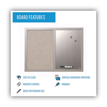 Designer Combo Fabric Bulletin/dry Erase Board, 24 X 18, Multicolor/gray Surface, Gray Mdf Wood Frame