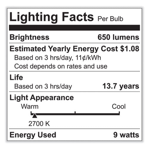Classic Led Non-dim A19 Light Bulb, 9 W, Daylight, 2/pack