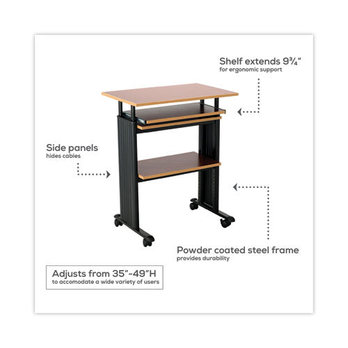 Muv Stand-up Adjustable-height Desk, 29.5" X 22" X 35" To 49", Cherry/black