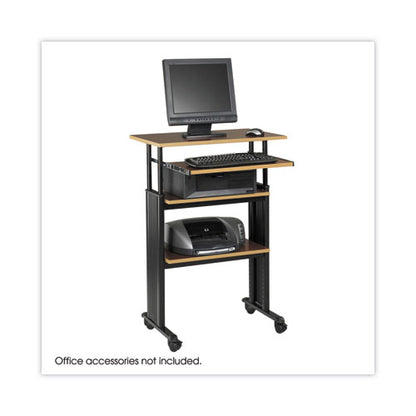 Muv Stand-up Adjustable-height Desk, 29.5" X 22" X 35" To 49", Cherry/black
