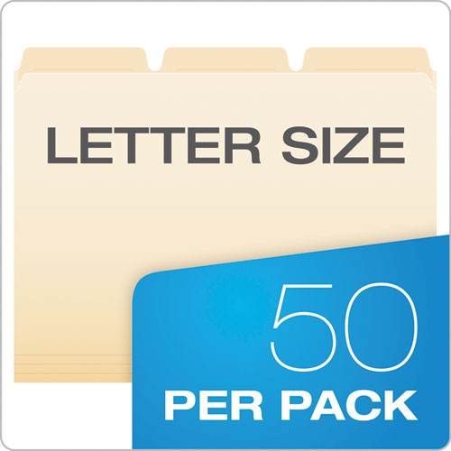 Ready-tab Reinforced File Folders, 1/3-cut Tabs: Assorted, Letter Size, Manila, 50/pack