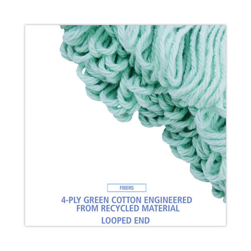 Ecomop Looped-end Mop Head, Recycled Fibers, Extra Large Size, Green