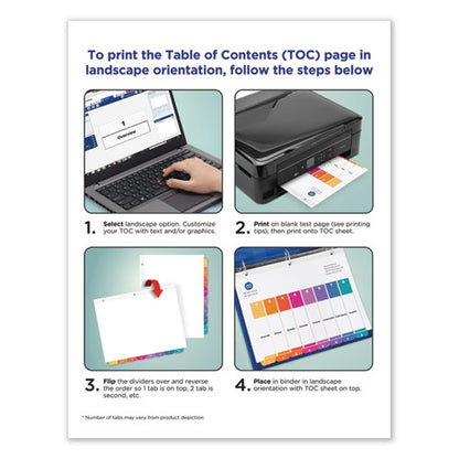 Customizable Toc Ready Index Multicolor Tab Dividers, 8-tab, 1 To 8, 11 X 8.5, White, Traditional Color Tabs, 6 Sets