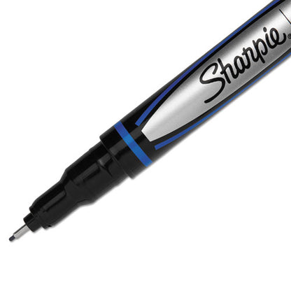 Water-resistant Ink Porous Point Pen, Stick, Fine 0.4 Mm, Blue Ink, Black/blue Barrel, Dozen