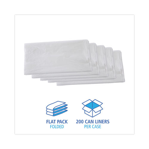 High Density Industrial Can Liners Flat Pack, 60 Gal, 13 Microns, 38 X 60, Natural, 200/carton