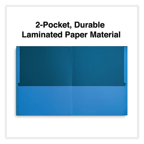 Two-pocket Portfolio, Embossed Leather Grain Paper, 11 X 8.5, Light Blue, 25/box