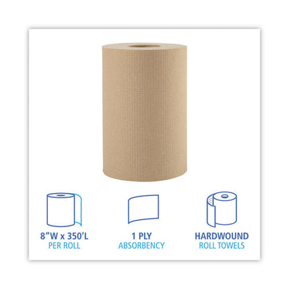 Hardwound Paper Towels, 1-ply, 8" X 350 Ft, Natural, 12 Rolls/carton