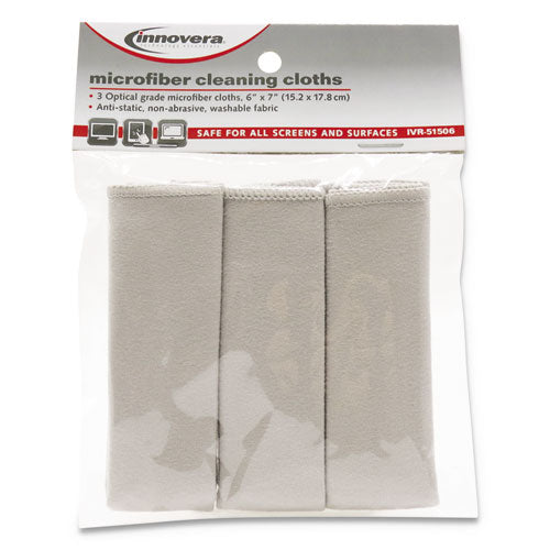 Microfiber Cleaning Cloths, 6 X 7, Unscented, Gray, 3/pack