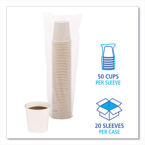 Paper Hot Cups, 4 Oz, White, 50 Cups/sleeve, 20 Sleeves/carton