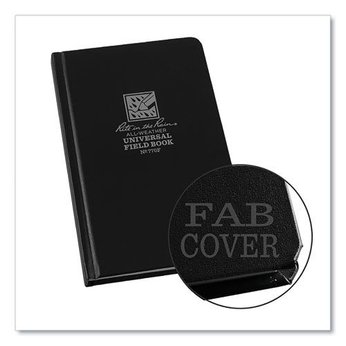 All-weather Hardbound Notebook, Universal: Narrow Rule And Quadrille Rule, Black Cover, (80) 7.25 X 4.38 Sheets