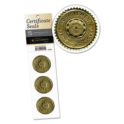 Certificate Seals, 1.75" Dia, Gold, 3/sheet, 5 Sheets/pack