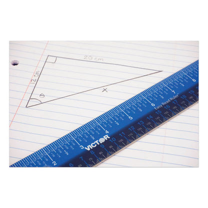 Easy Read Stainless Steel Ruler, Standard/metric, 12".5 Long, Blue