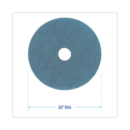 Burnishing Floor Pads, 20" Diameter, Aqua, 5/carton