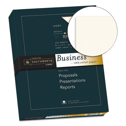 100% Cotton Business Paper, 32 Lb Bond Weight, 8.5 X 11, Ivory, 250/pack