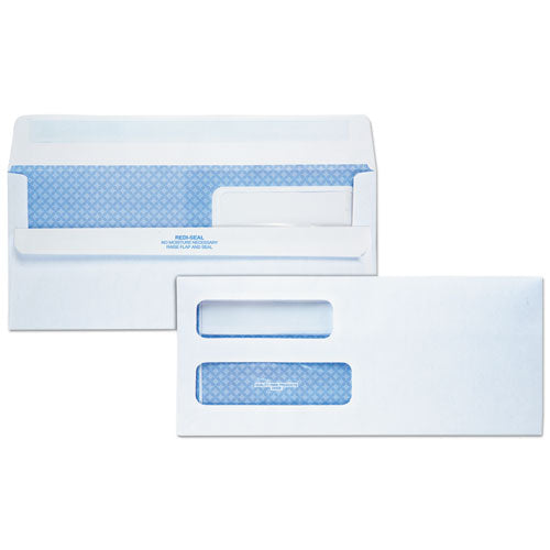 Double Window Redi-seal Security-tinted Envelope, #10, Commercial Flap, Redi-seal Adhesive Closure, 4.13 X 9.5, White, 500/bx