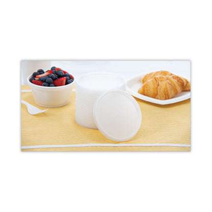 Plastic Lids For Foam Cups, Bowls And Containers, Flat, Vented, Fits 6-32 Oz, Translucent, 100/pack, 10 Packs/carton