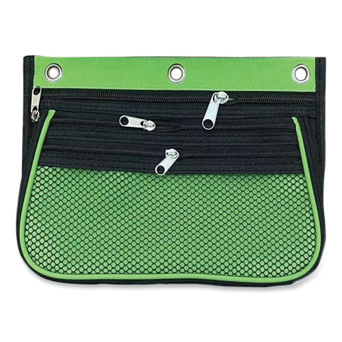 Three-pocket Binder-insertable Expandable Pencil Pouch, 10.25 X 7.5, Assorted Colors, 3/pack