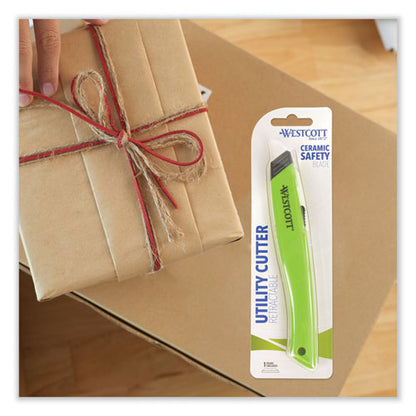 Safety Ceramic Blade Box Cutter, 0.5" Blade, 5.5" Plastic Handle, Green