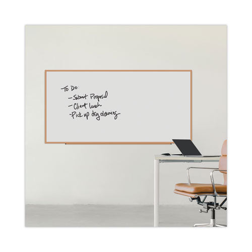 Deluxe Melamine Dry Erase Board, 96 X 48, Melamine White Surface, Oak Fiberboard Frame