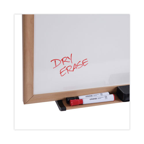 Deluxe Melamine Dry Erase Board, 96 X 48, Melamine White Surface, Oak Fiberboard Frame