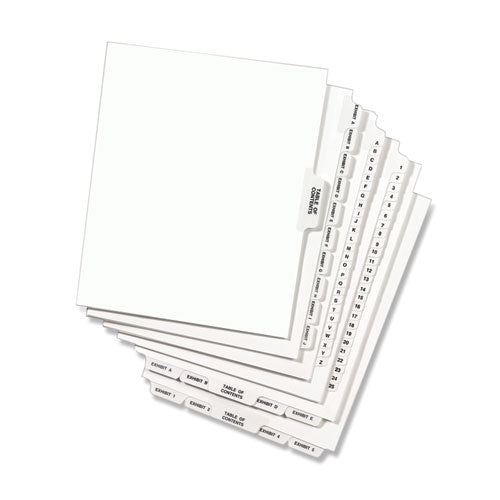 Avery-style Preprinted Legal Bottom Tab Divider, 26-tab, Exhibit J, 11 X 8.5, White, 25/pk