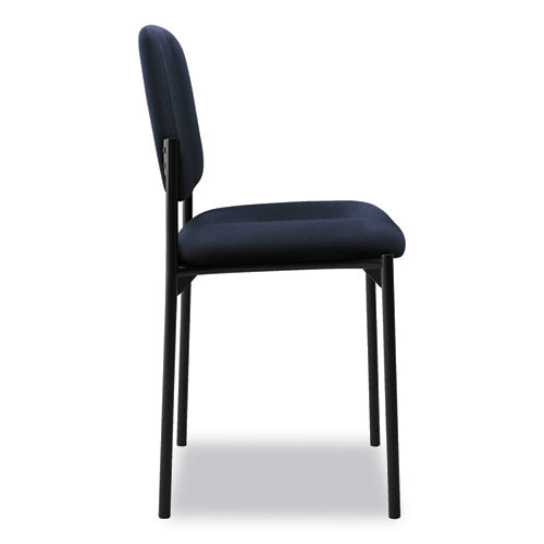 Vl606 Stacking Guest Chair Without Arms, Fabric Upholstery, 21.25" X 21" X 32.75", Navy Seat, Navy Back, Black Base